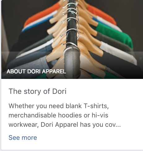 Upgrade your Facebook page for maximum impact in 5 easy steps Dori Apparel about us Facebook Page story